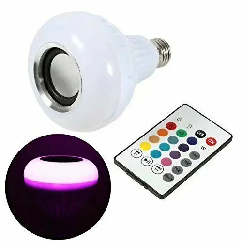 Smart LED Light Speaker Bulb RGB E27 12W Music Playing Lamp Color Changing Remote