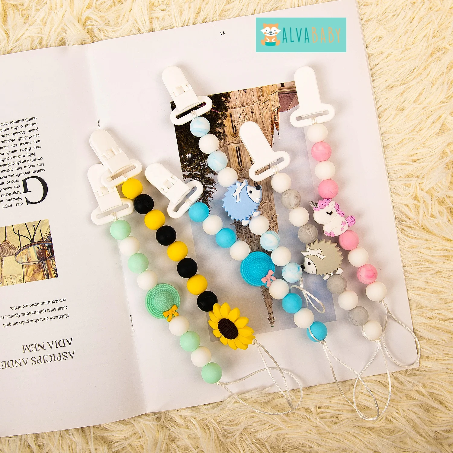 ALVABABY Silicone Pacifier Clip Baby Shower Gift Pacifier Clip Plastic Pacifier Clip for Baby