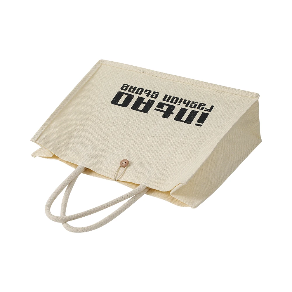 2021 reusable linen jute bag burlap beach bag hessian shopping tote bags with custom logo