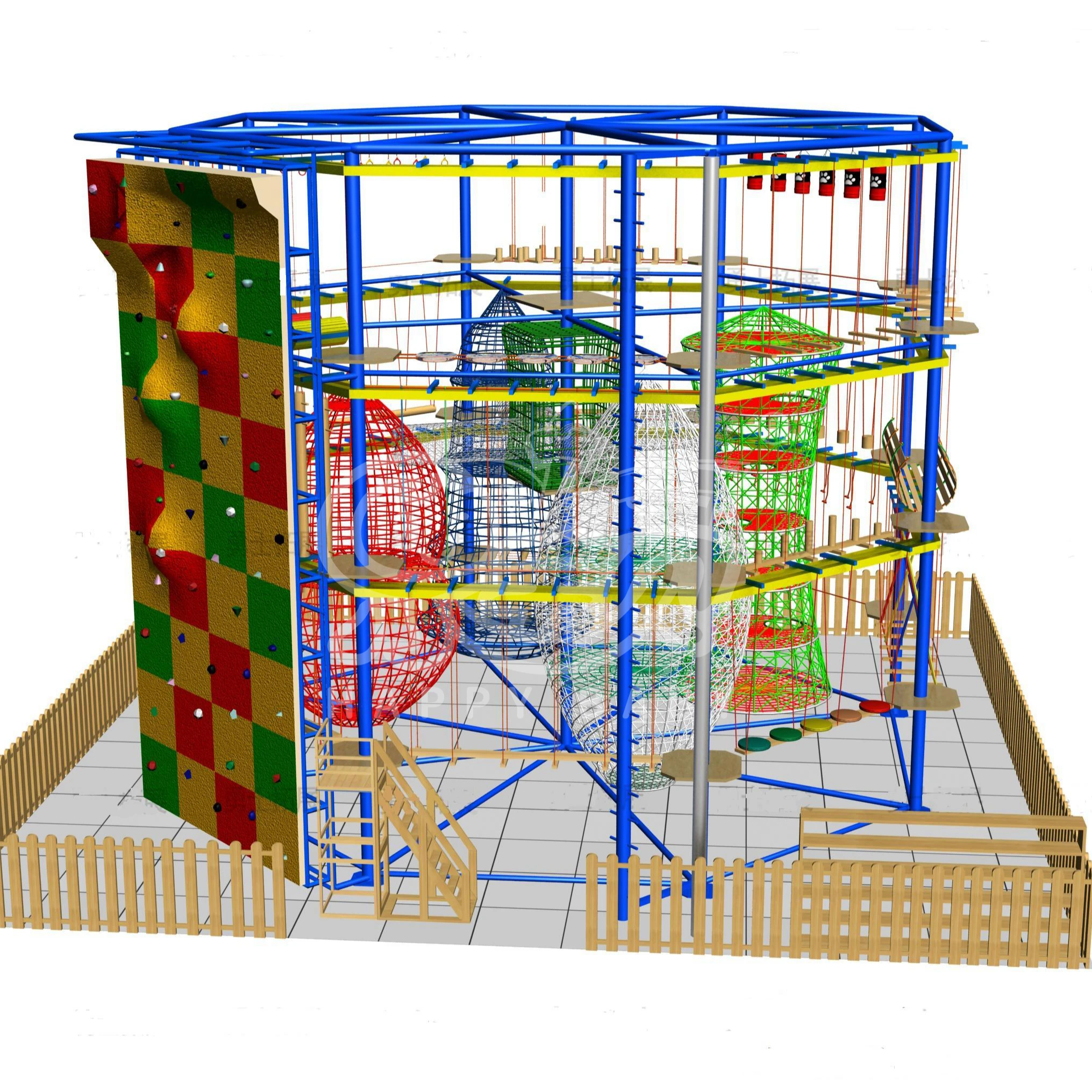 HAPPY BABY Amusement Equipment Outdoor and Indoor Use Ropes Course Equipment Outdoor Jungle Gym Wall Climbing  Adventure Park