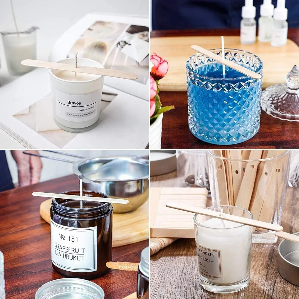 DIY Handmade Cotton Wick Wood Holder Sense Wholesale Wood Candle Wick Holder for Making Scented Container Candles Mold Candles