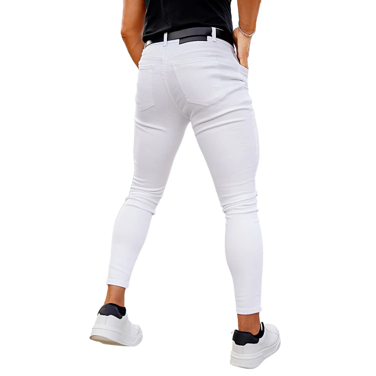 Gingtto Usa Warehouse White Denim Ripped Jeans Pants Stretch Skinny Jeans Men