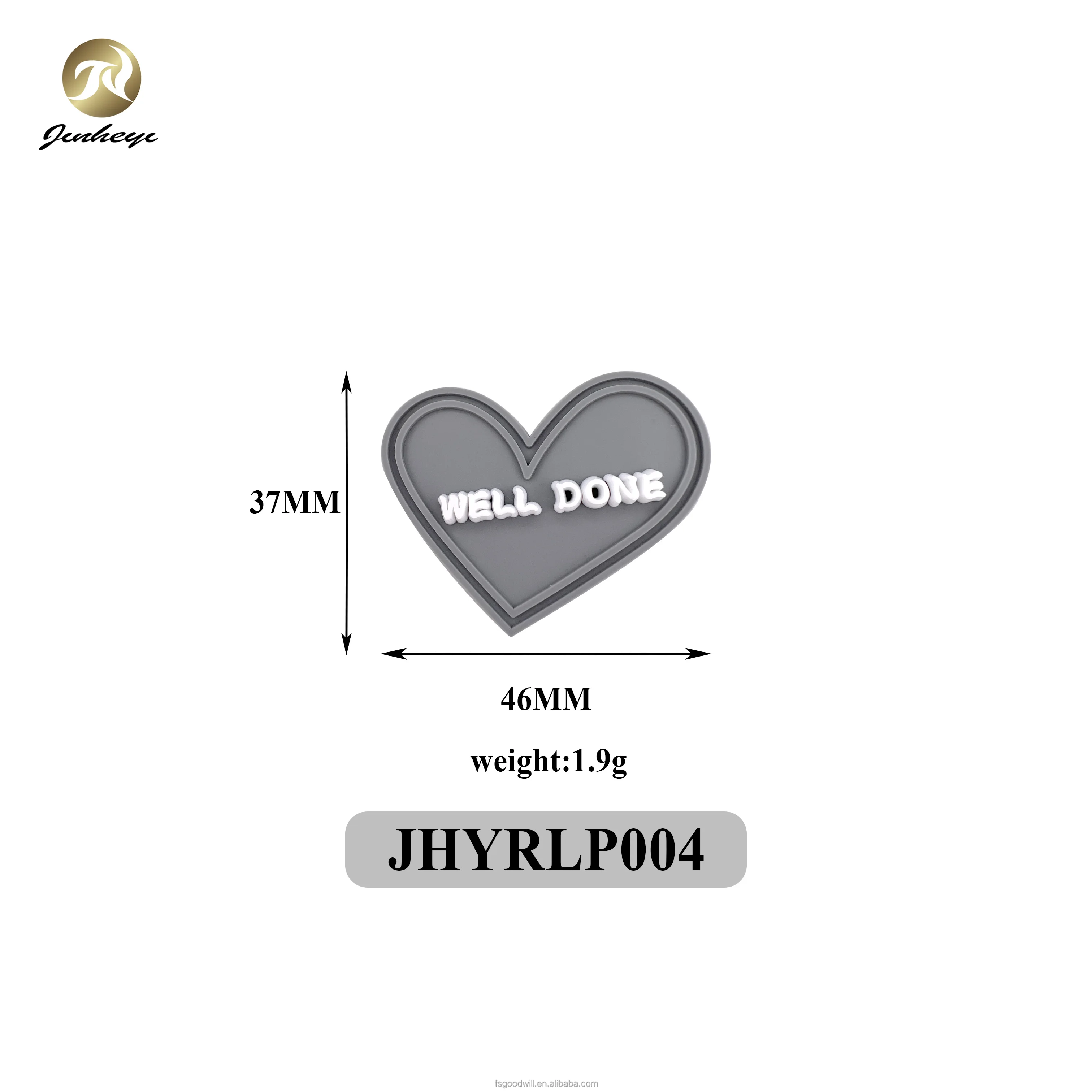 Custom Heart Shape Gary With White Embossed Logo Rubber Patches Logo Sew On Logo For Clothes