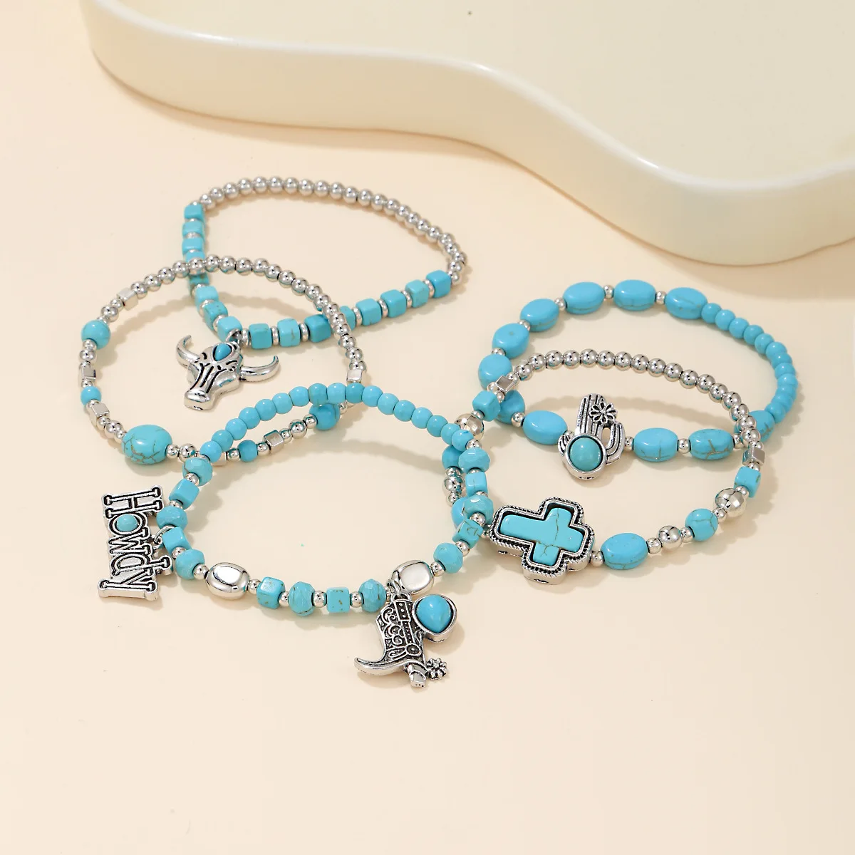 Wholesale Fashion Popular Cowboy Bracelet Multi-Layer Turquoise String Western Cowgirl Style Gift for Girlfriend Exclusive