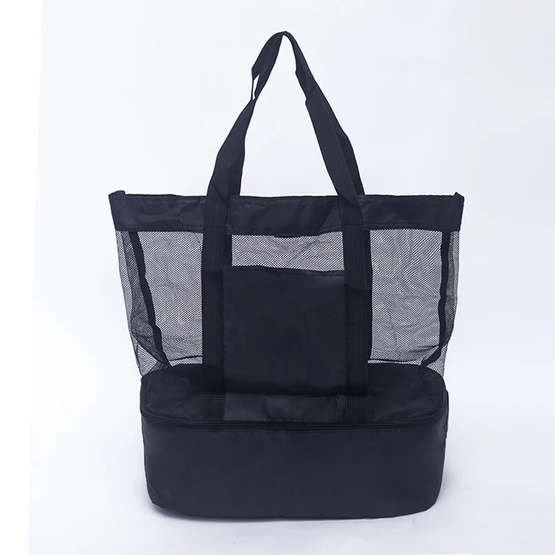 New Arrivals Manufacturers Custom Portable Swimming Multifunction Mesh Tote Lunch Beach Bag With
