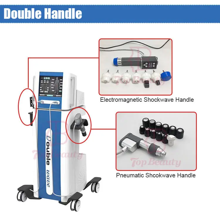 2024 double channel ED therapy electromagnetic shock wave machine extracorporeal shockwave device for physical therapy