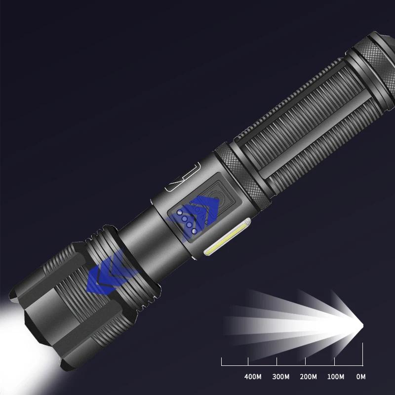 Upgrade Zoomable Waterproof XHP50 LED High Power Flashlight 26650 Battery Type-C Rechargeable Tactical Flashlight