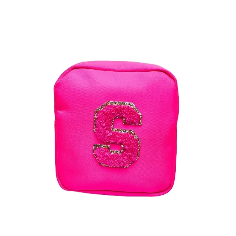 Multi Colors and Sizes Low MOQ Nylon Cosmetic Bag Zipper Travel Bag For Women Lady  Makeup Pouch