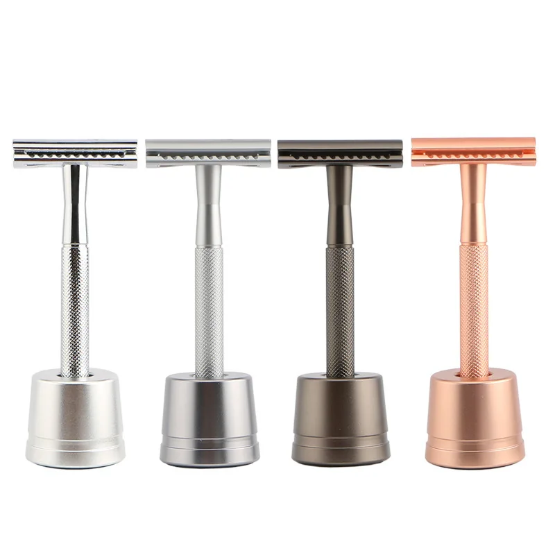 Amazon High-quality Safety Metal Razor Double Edge Head Professional Shaver With Base Razor for Men and Women