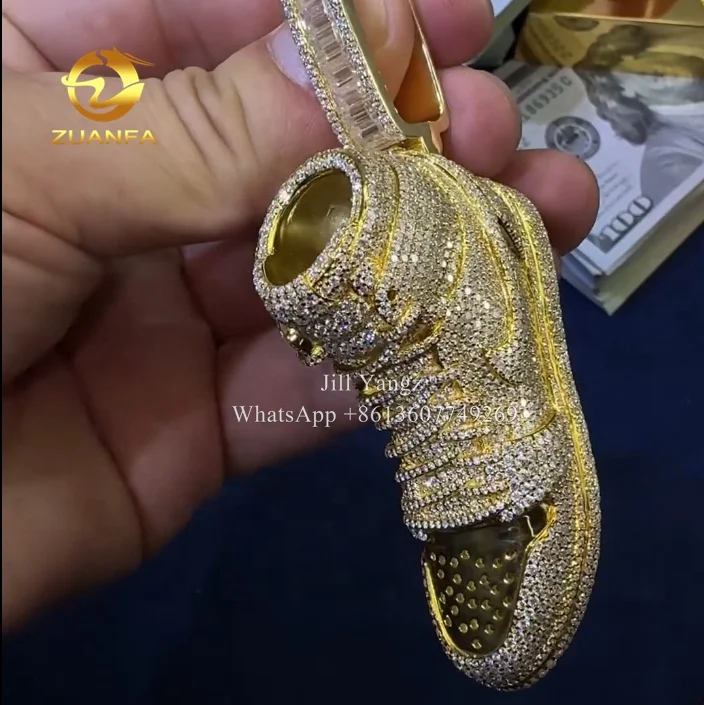 Custom Jewelry Maker 3d Design Sneaker Custom Moissanite Pendant Hip Hop Jewelry Rock Custom Moissanite Pendant