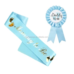 2Pcs Mom To Be Sash Baby Shower Satin And Badge Gender Reveal Party Mommy To Be Ribbon Sash  Decorations Favor Gifts Supplies