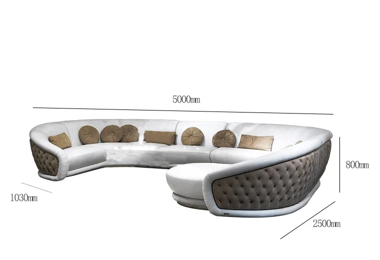 Living Room Circular Couch Curved Half Moon U Shape Sofa Set Tufted Round C Shaped Fabric Sofa Set