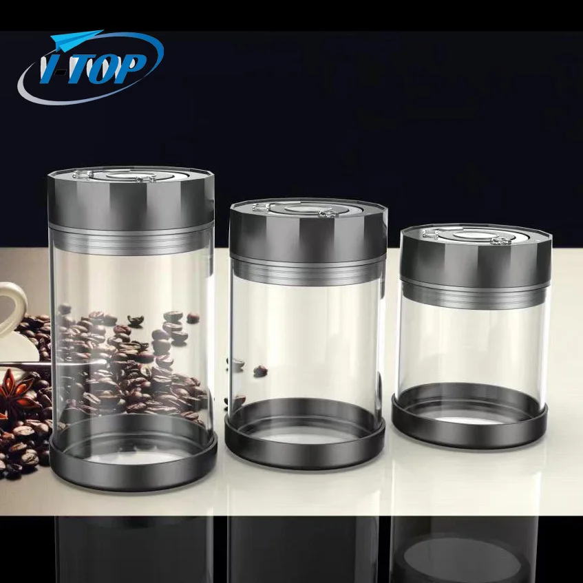 ODM/OEM Vacuum Coffee Canister Sealed Automatic Vacuum Stainless Steel Coffee Bean Storage Container for Food Storage