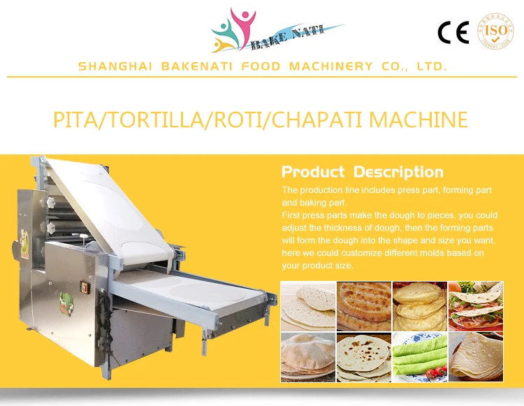 Fully automatic arabic chapati pita roti lavash bread machine making production line