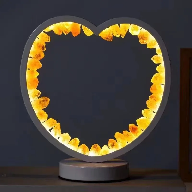 Natural Crystal Raw Rose quartz amethyst citrine Stone Gemstone Table Night Light Citrine Lamp for home decor