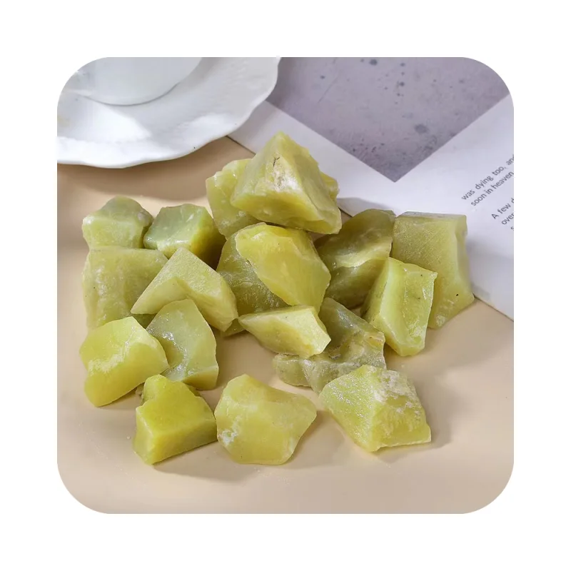 Natural best selling Crystal spiritual Healing Semi-Precious Stone Quartz Lemon Jade Raw Stone For home fengshui decorations