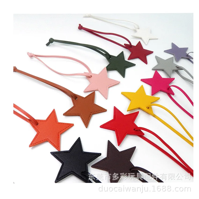 New  leather Tags embossed hang tag with cars hang tag five-pointed star keyholder keychains car key chain  bag charm