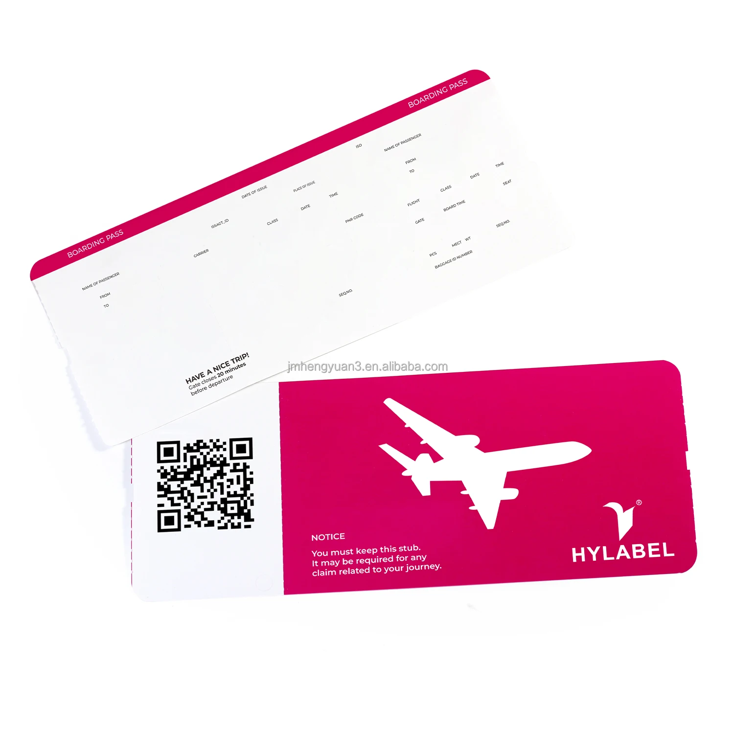 Factory Price Custom Design Printing Boarding Pass Tickets Airline Paper