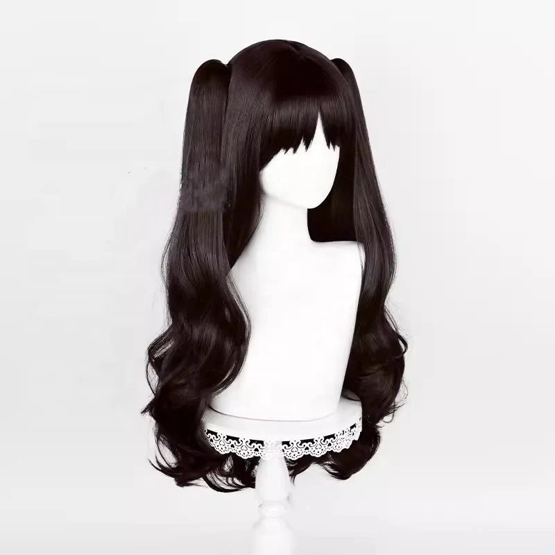 Wholesale Tohsaka Rin Cosplay Wig 70cm Long Curly Black Fate Stay Night Anime Synthetic Halloween Party Ponytails Wig