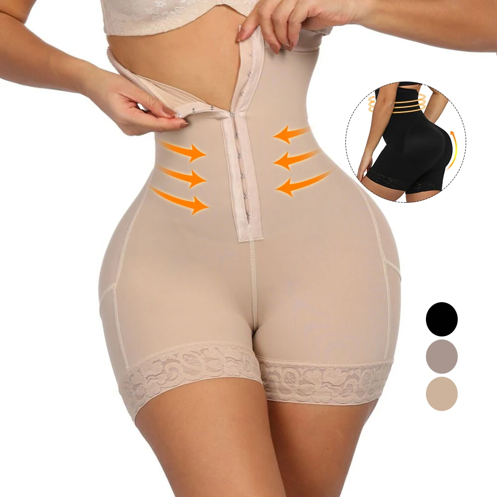 
Hexin Latest Design Front Hook Anti Hem High Waist Abdomen Butt Lifter Plus Size Underwear Women Shapewear 