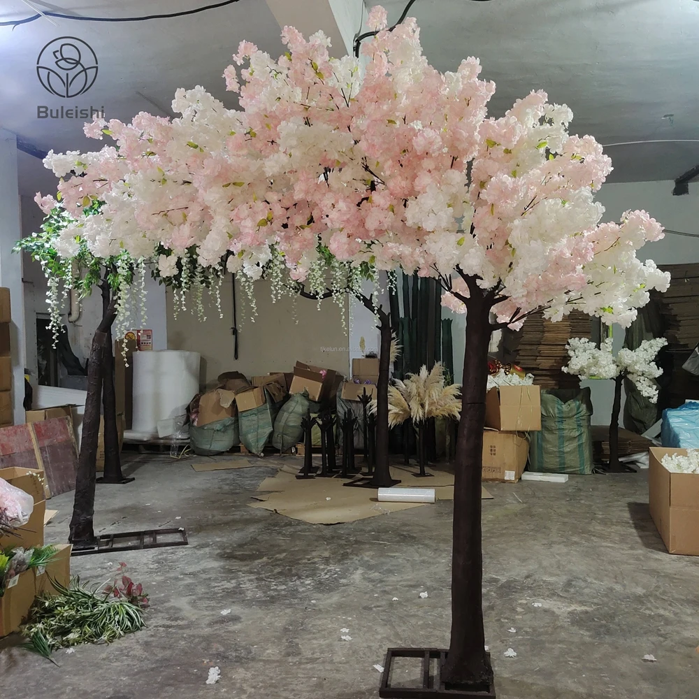 Customized 180cm White Pink Sakura Artificial Flower Cherry Blossom Tree For Wedding Decor