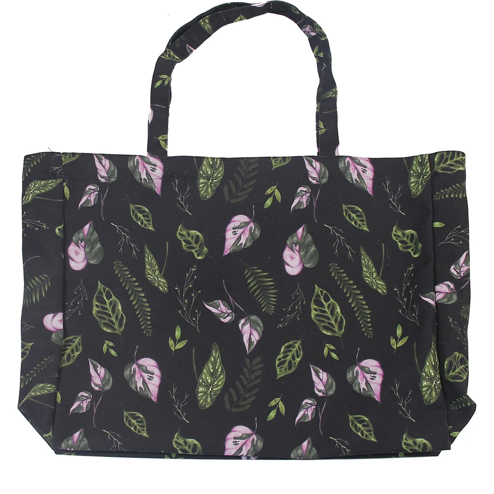 Eco friendly Floral pattern tote shoulder bag reusable Large capacity foldable grocery bags Ladies shopping mall bags
