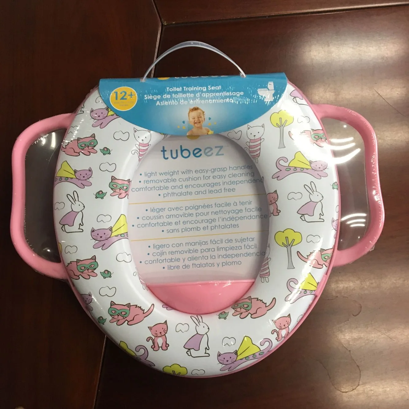 Cute Printed Baby Soft Plastic Toilet Seat with Handles Portable Single-Piece Set Design