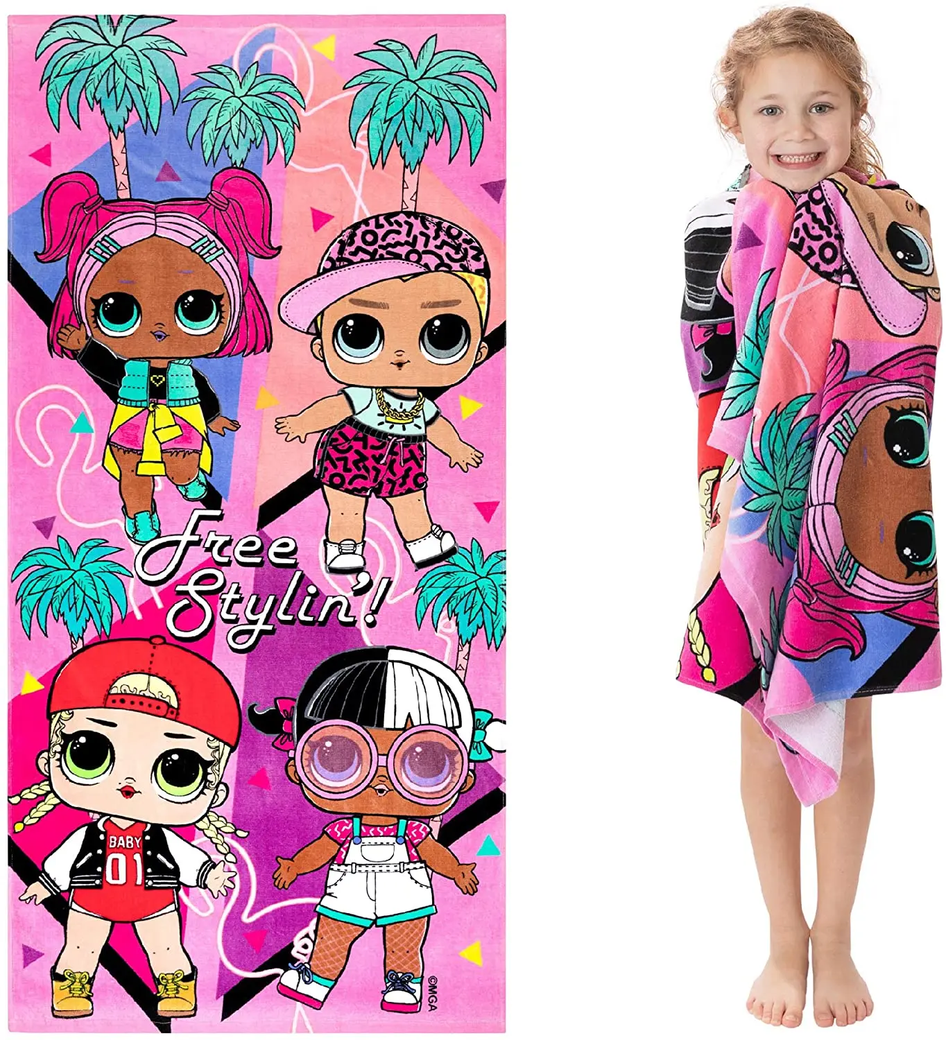 customized cartoon design reactive printed Beach Towel for kids