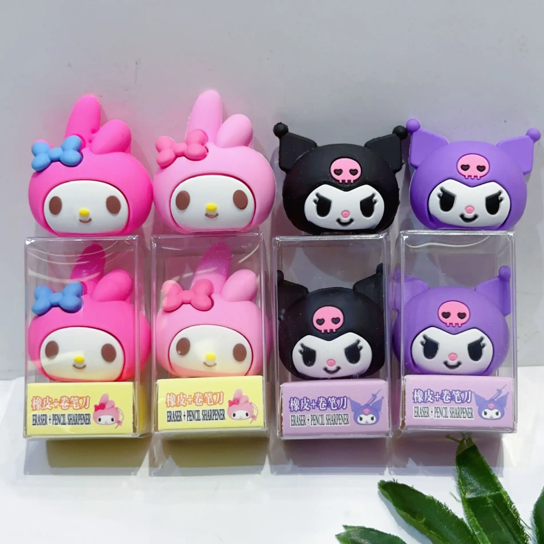 Wholesale New Sanrio Pencil Sharpener And Eraser In One Kawaii Kawaii Kuromi Melody Pencil Sharpener Eraser