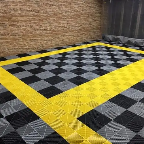 Non-Slip Interlocking Plastic Garage Floor Mat Garage Organization & Garage Storage Vented Midnight Black