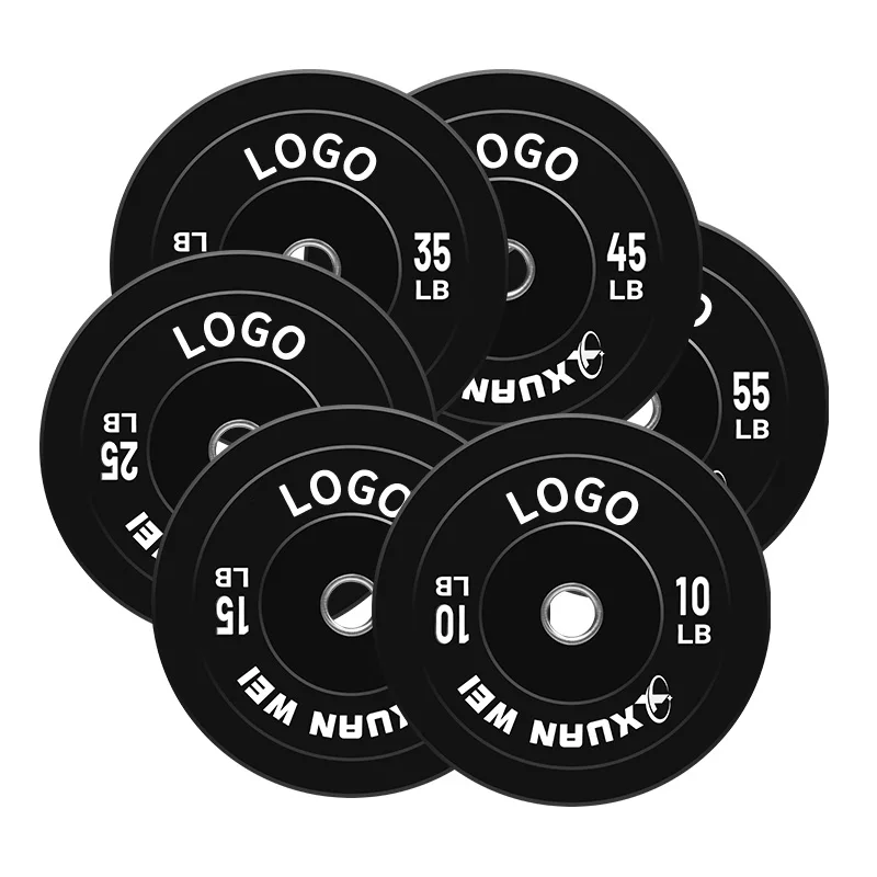Hot Custom Gym Fitness Equipment Free Weight Cast Iron Barbell Gym Rubber Weight Plates