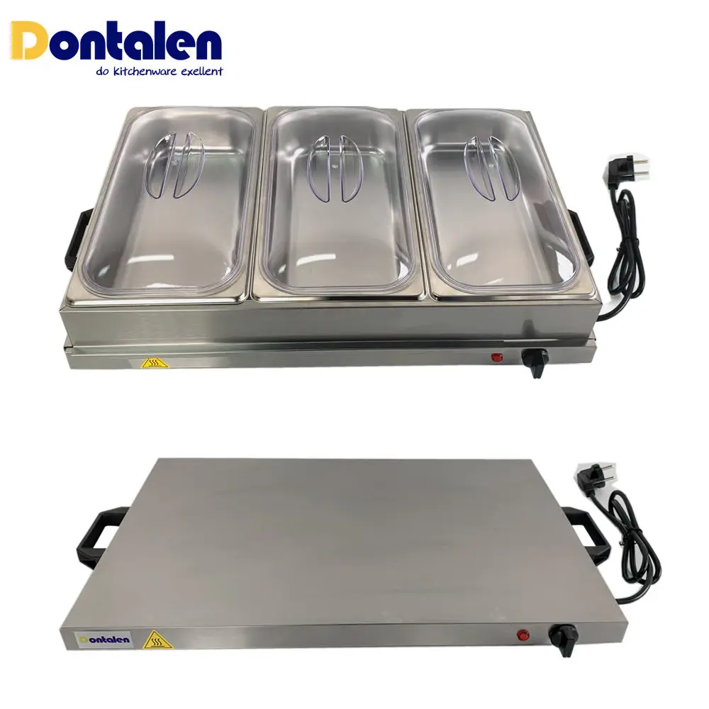 Portable Electric Food Warming Tray Stainless Steel Electric Food Warmer Food Server Buffet Set For Home Use Big Large Capacity