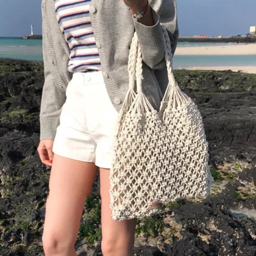 Wholesale Summer Beach Straw Bag Purse Eco Friendly Handmade Woven Raffia Tote Bag Beach Vacation Handbag Wallet Bags