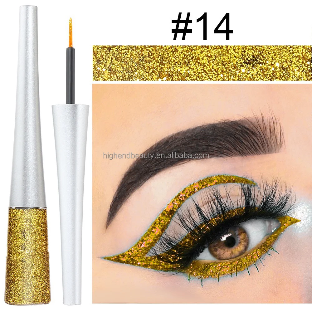 High quality waterproof eye liner private Label liquid 12 color glitter Eyeliner matte neon rainbow color eyeliner pencil