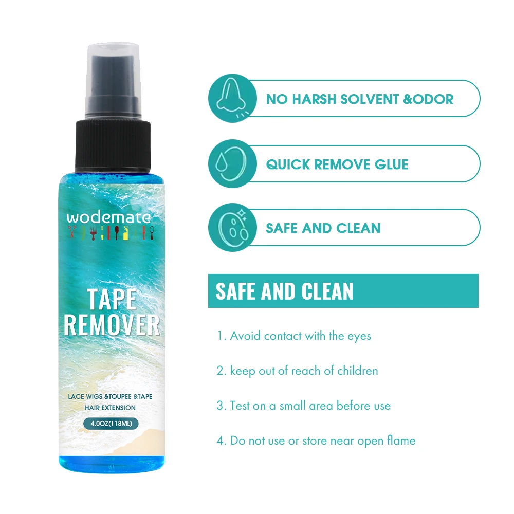2024 Wodemate Hair Products Removes Hair Glue Spray Keratin Bond Remover Fast Acting Tape in Extension Remover Spray