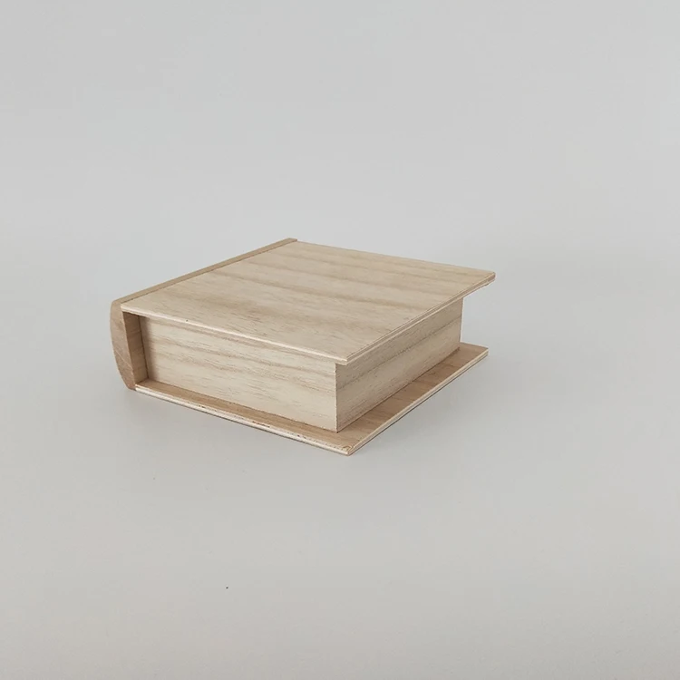 unfinished paulownia wood cosmetic boxes book shape wood drawer box