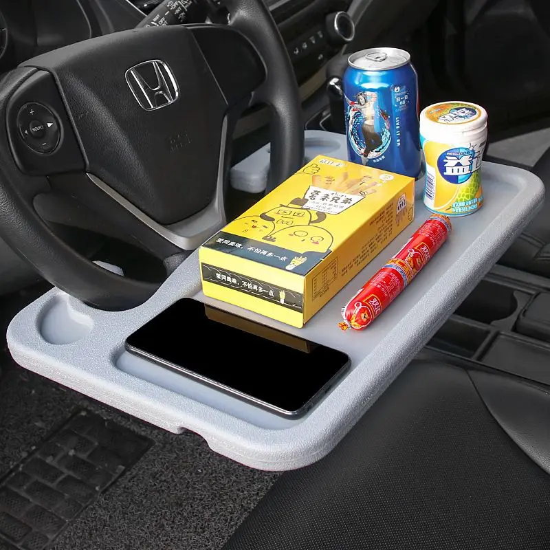 Auto Steering Wheel Desk, Laptop, Tablet, iPad Or Notebook Car Travel Table, Food Eating Hook On Steering Wheel Tray