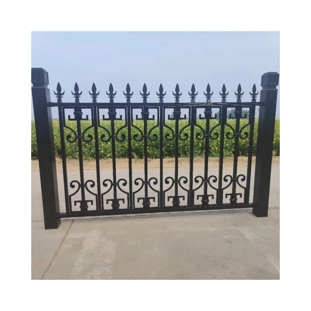 Galvanized steel fence wrought iron steel fence bent top fence