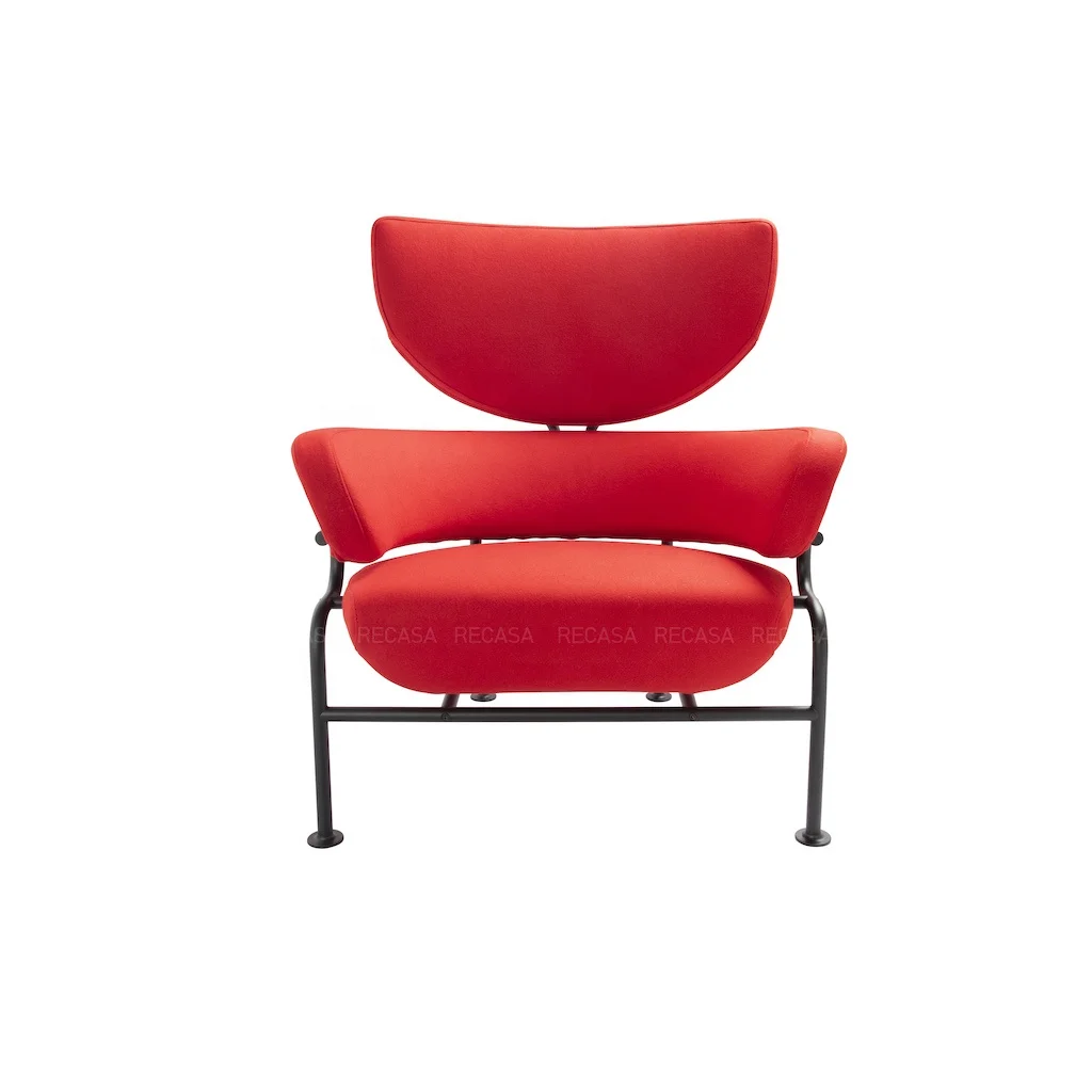 Mongolian Lamb Fur Armchair Sheepskin Leather Fabric Upholstery Metal Leg Cafe Library Swivel Armchair Sofa Single Seat Chair