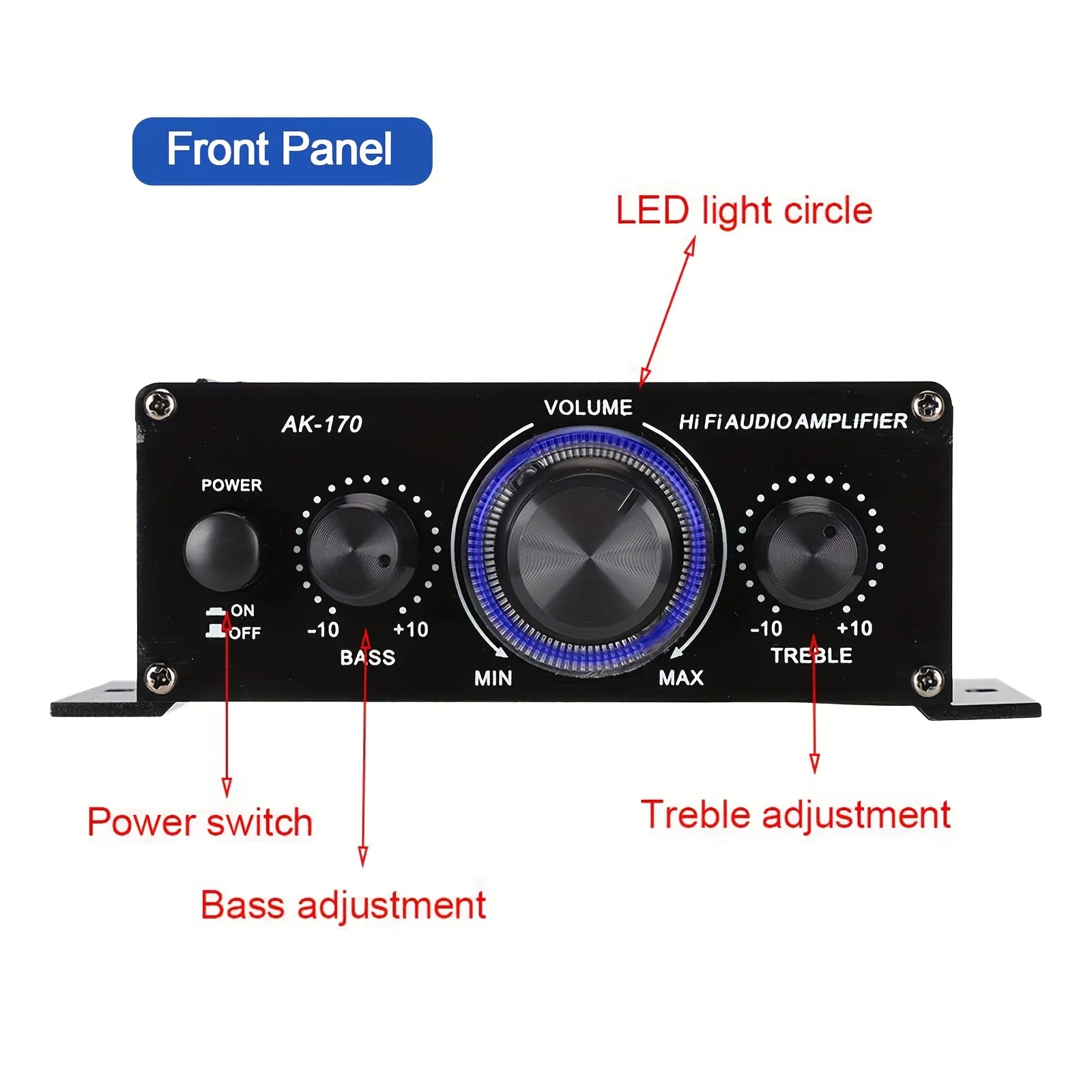 Hi-Fi усилитель мощности автомобильный домашний кинотеатр цифровой мощный аудио для динамика тройной бас-контроль FM USB 400 Вт