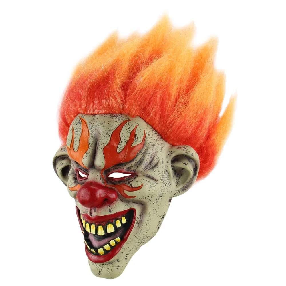 Halloween party clown back to the soul horror flame wig latex mask personality thriller