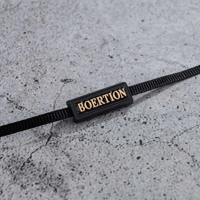 Custom 3D Embossed Brand Name Logo Garment Hangtag String Loop Plastic Seal Tag Sustainable Hang Tag String Lock