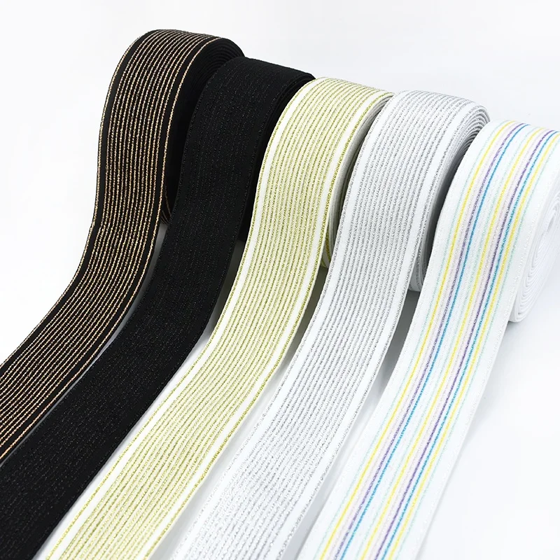 Meetee EB079 40mm Garment Accessories DIY Handmade Sewing Material For Clothing Home Textile Tinsel Colored Striped Elastic Band