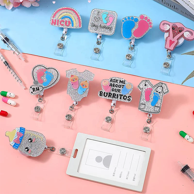 Custom Glitter Scrub Life Acrylic Badge Reel NICU RN Badge Holder Medical Accessories Of Nurse