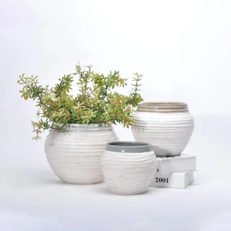 Nordic hot sale round shape large white color handcrafted modern flower ceramic vase