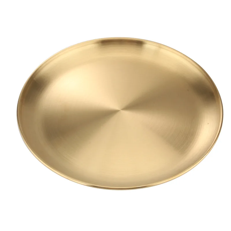 Hot sale luxury korean style plate gold metal plates for food plate dish gold