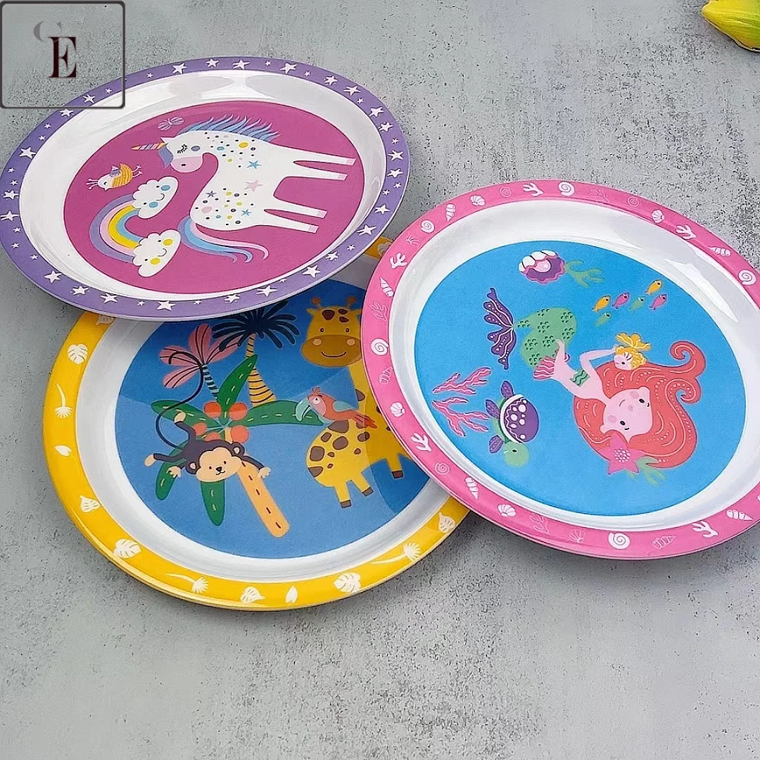Wholesale  Unbreakable Factory Custom shape kids animal eating melamine plate set