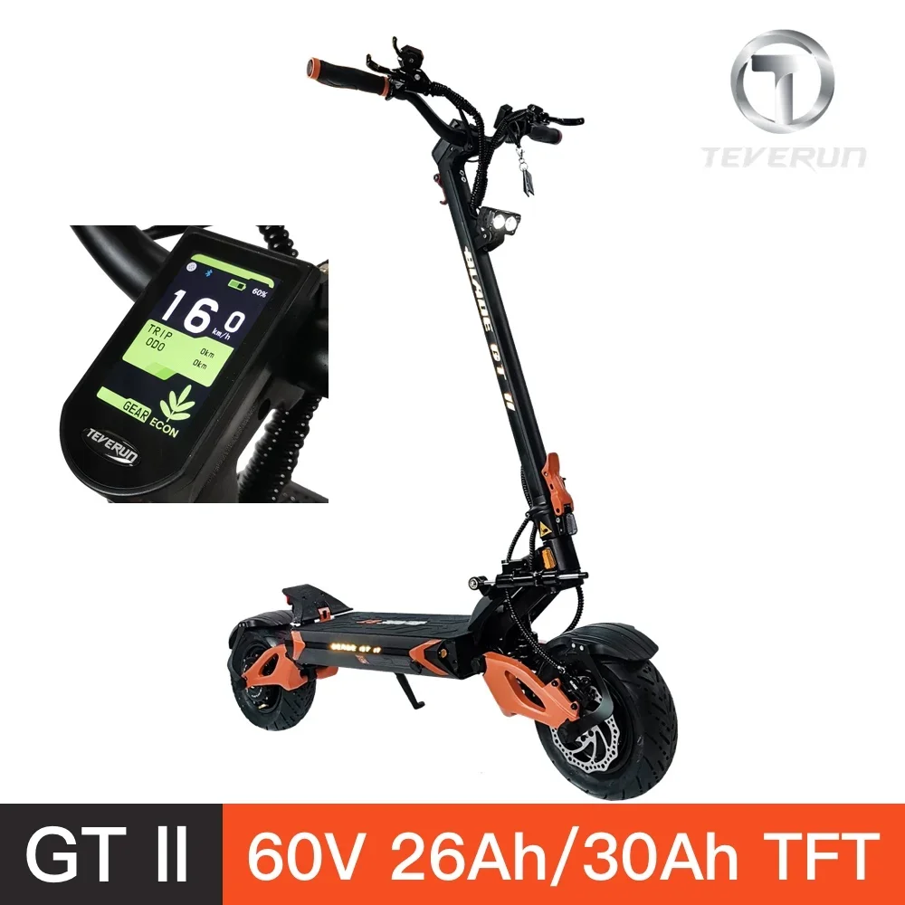 EU STOCK TEVERUN BLADE GT ll 60 В 26AH 30Ah 35Ah двойной мотор 1500 Вт * 2 максимальная скорость 85 км/ч 11 дюймов NFC Smart BMS Blade II скутер