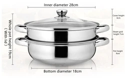 New product Chinese style stainless steel food steamer Chinese style double pot cooking