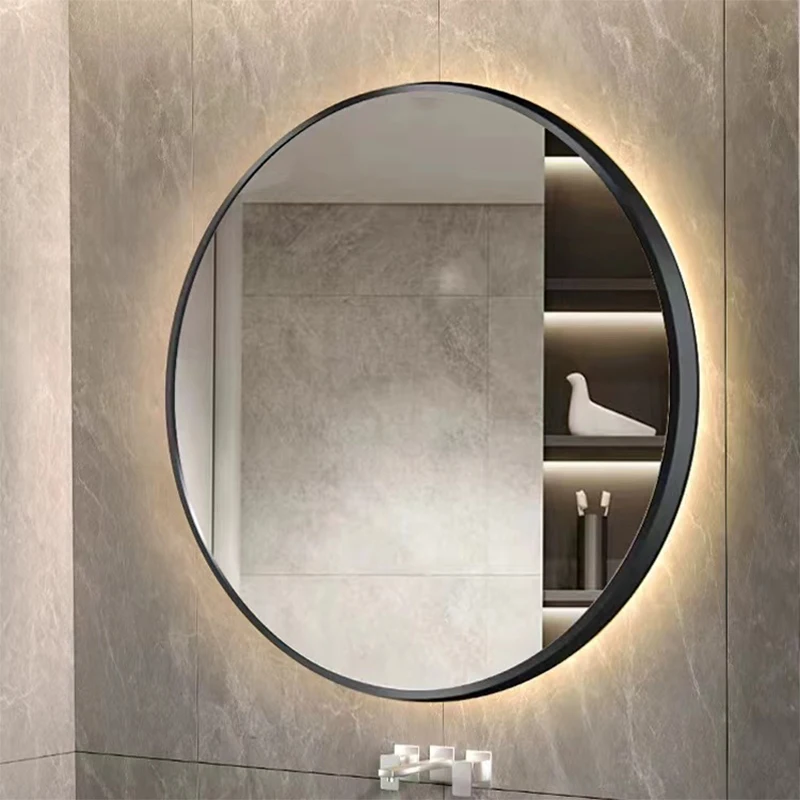 Круглое зеркало со светодиодом 3 варианта света для макияжа светодиодное освещение ванной комнаты асимметричное современный дизайн ручной работы